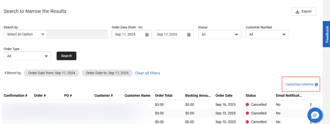 Customer Hub Order History FAQ