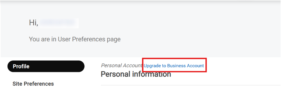 How to upgrade from a regular to business account?