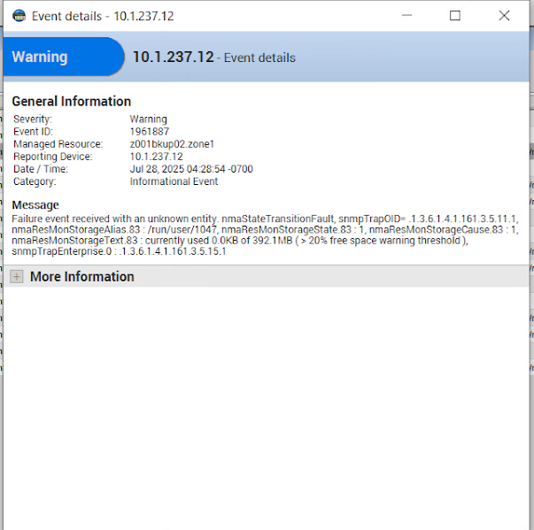 Failure Events with Unknown Entity on BAR server