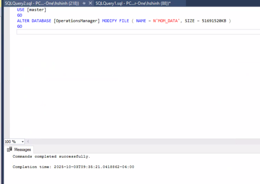 P1INF: How to increase the file size of a database [SCOM ALERT]