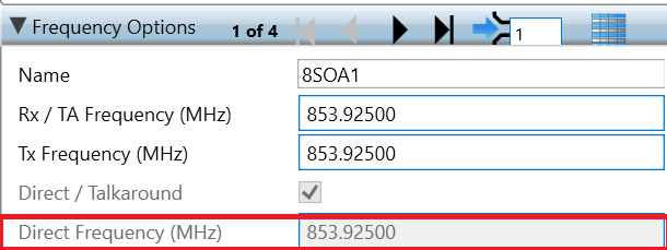 Direct Frequency is grayed out within the APX codeplug