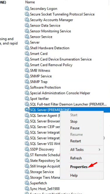 P1INF: SQL service will not start on database server [SQL] [Service]