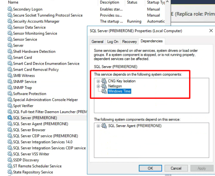 P1INF: SQL service will not start on database server [SQL] [Service]