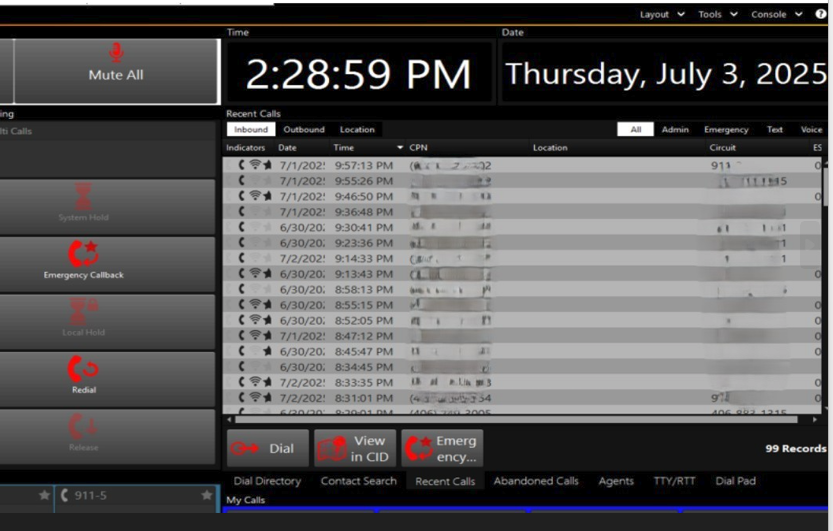 Recent Calls not showing calls in chronological order