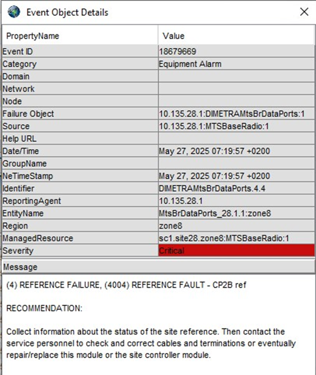 CP2B Reference Alarm