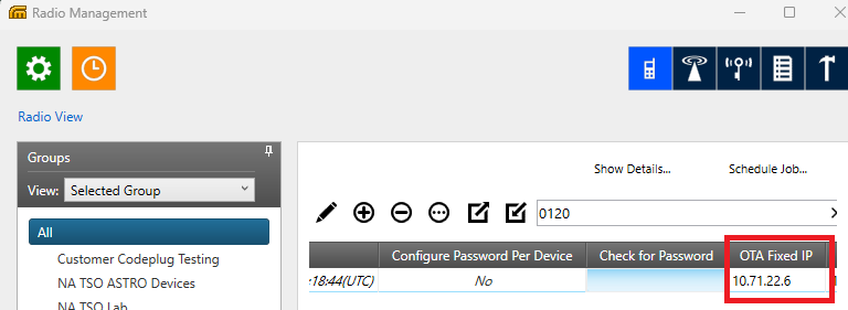 APX RM (Radio Management) OTA Fixed IP