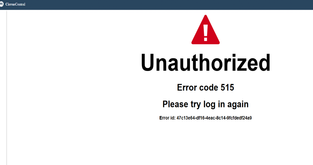 Error message 'unauthorized error code 515' received when accessing ...