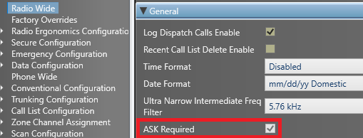 When ASK is enabled in the codeplug of an APX radio, why does it show ...