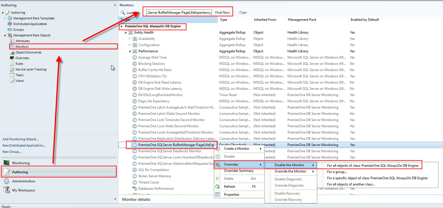 P1CAD: SCOM - PremierOne SQLServer BufferManager PageLifeExpectancy Monitor