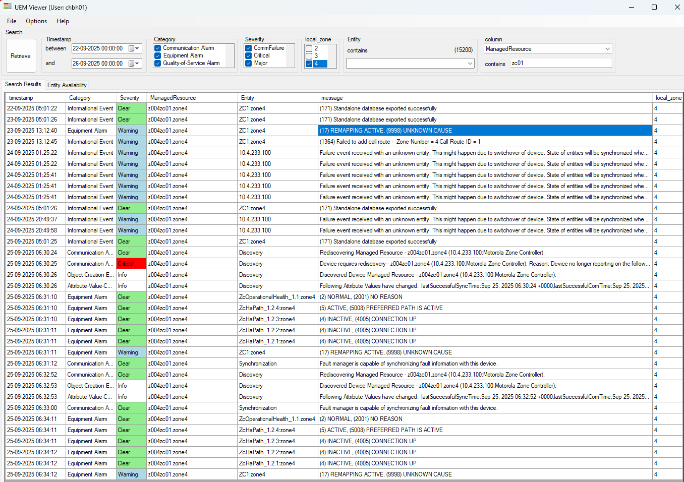ccさま ZC Warning Transient Alarm from Enabled Active to Remapping Active