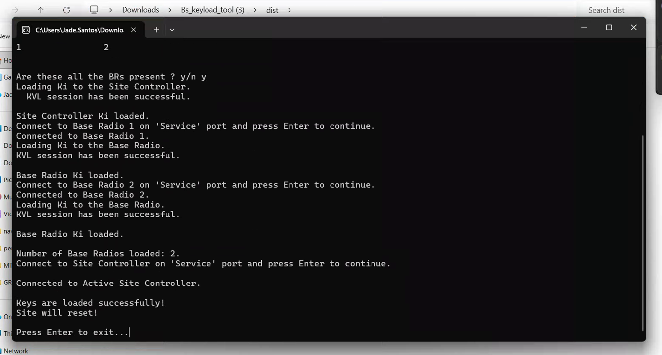 Unable to load the ki to MTS 2 due to invalid password
