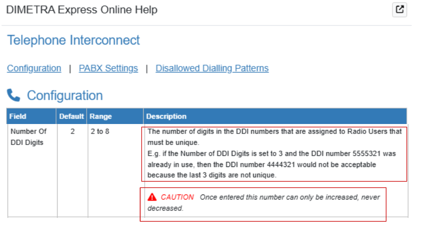 DIMETRA Express - Telephone Interconnect - Direct Dial Number must be ...