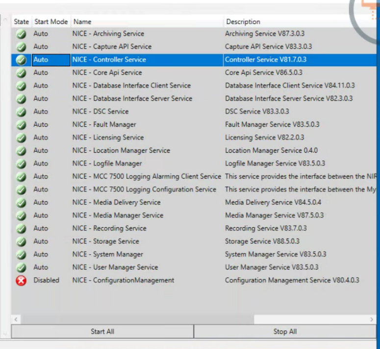 NICE NIR alarm on DatabaseInterfaceServer Satellite with id:1 not connected