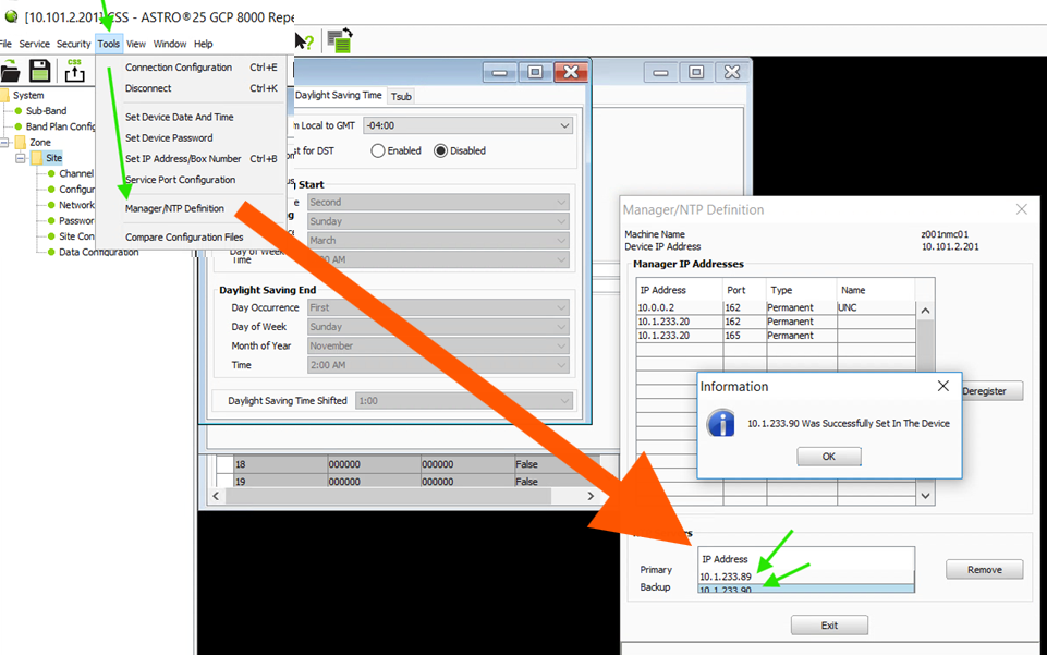 Date and Time Correction on GTR8000 Repeaters and GCP8000 Controllers
