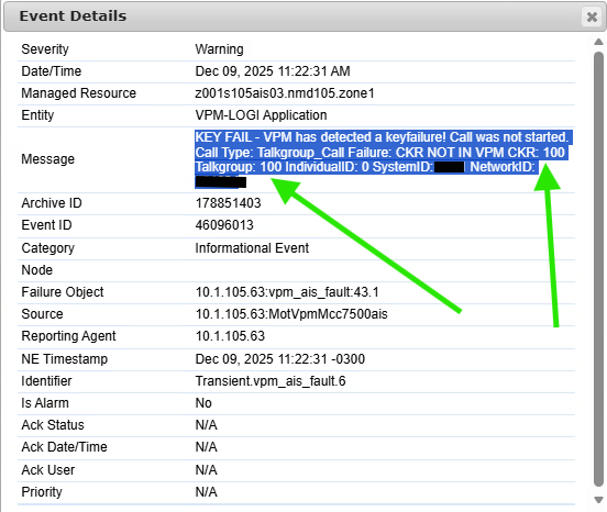LA_NOC_BR AIS X:KEY FAIL - VPM has detected a keyfailure Call was not ...