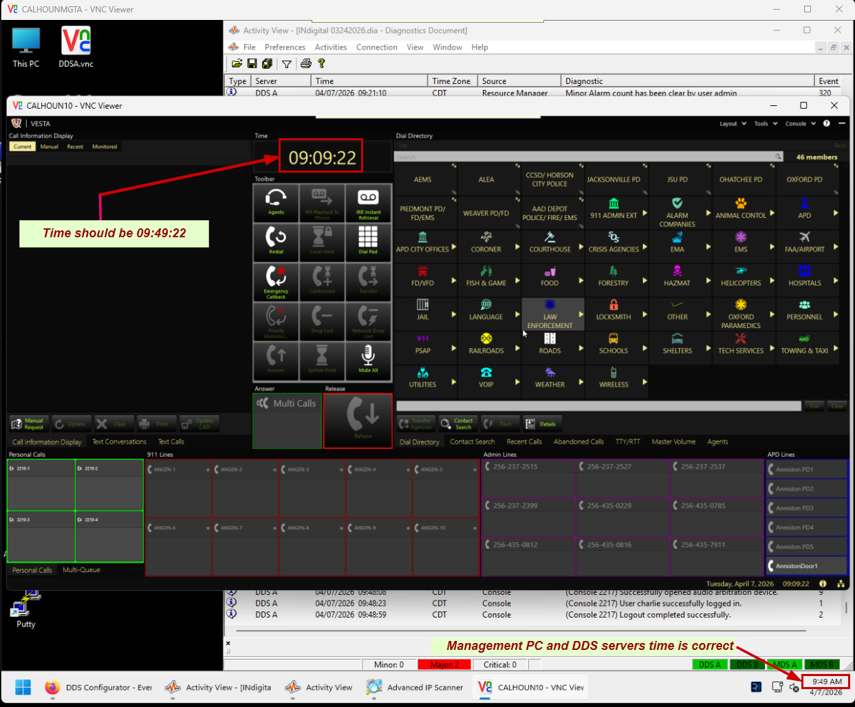 Vesta Console Time Display Issue on VESTA 9-1-1 R8.5.241.442