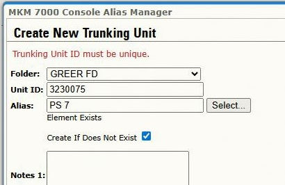 When adding a Trunking Radio or Conventional Unit CAM responds with an ...