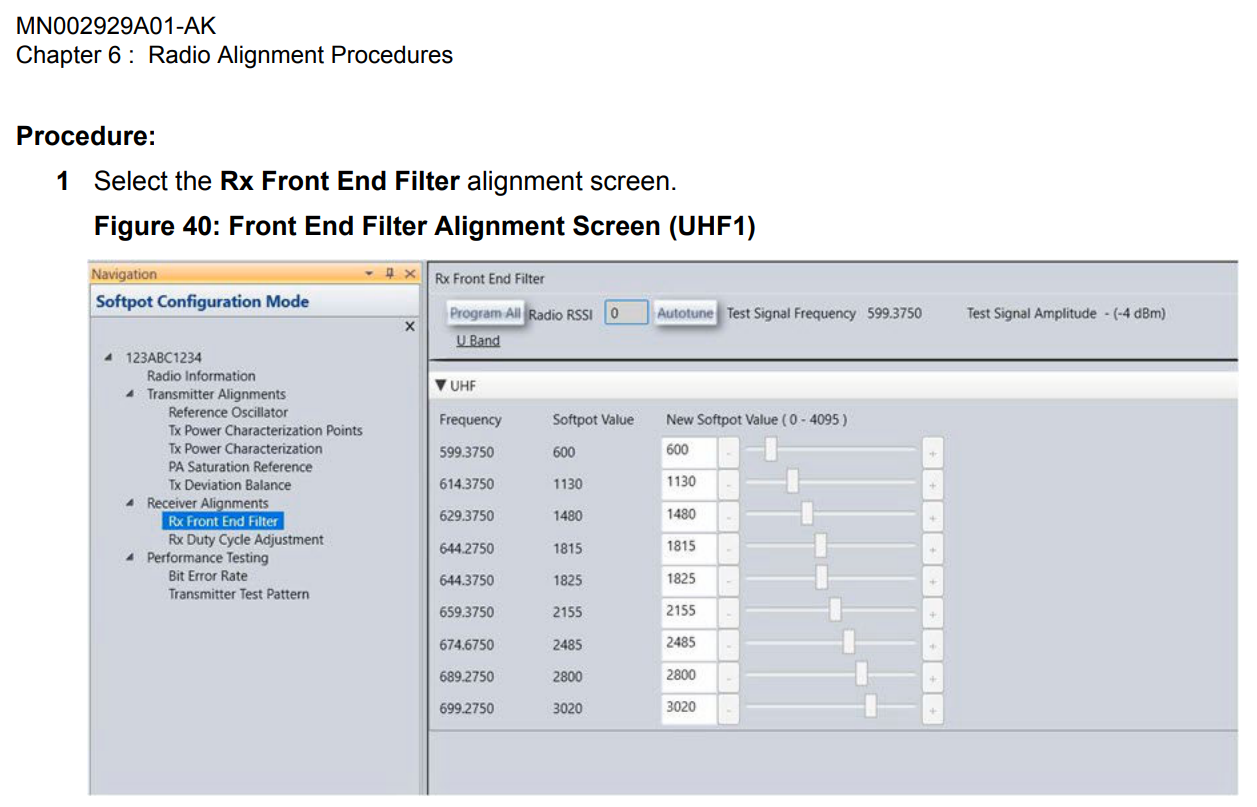 APX6000 APX Family Tuner Software Frequency Display Issue at RX Front ...