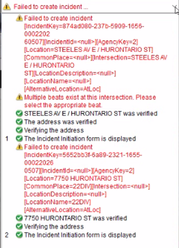 P1 CAD: Failed to create incident error on CAD clients