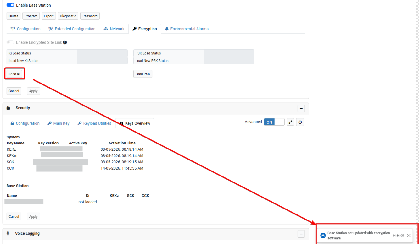 Express Server 2.7SER Ki Load Failure on MTS4 with TEA3 Software loaded