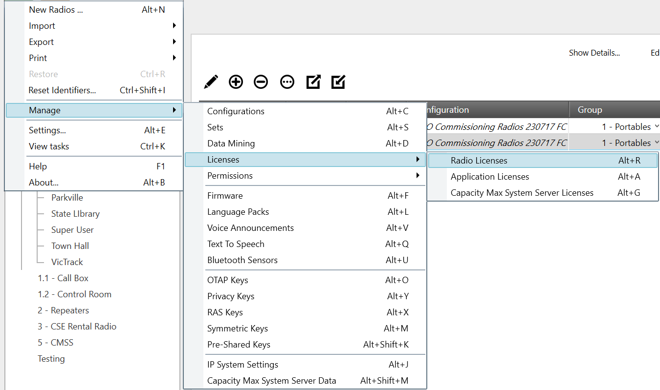MOTOTRBO - Radio Management (RM Client) : Exporting Licensed Features List