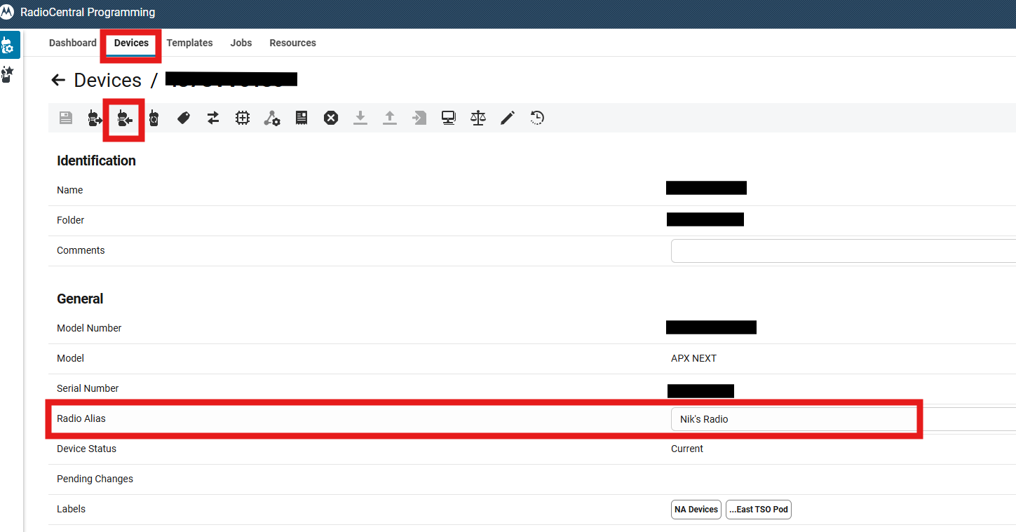 How to change Radio Alias in Radio Central Programming.